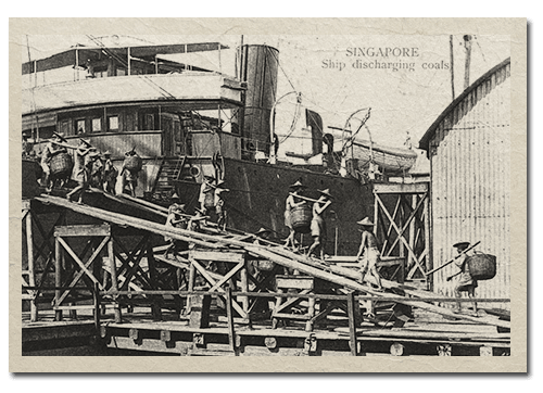 Ship docked at wharf of Tanjong Pagar Dock Company, c. 1910