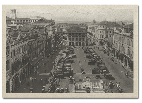 Raffles Place seen from Chartered Bank, 1920s