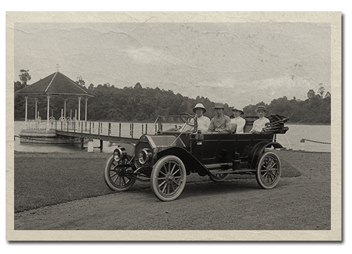 Outing by car at MacRitichie Reservoir, 1920s