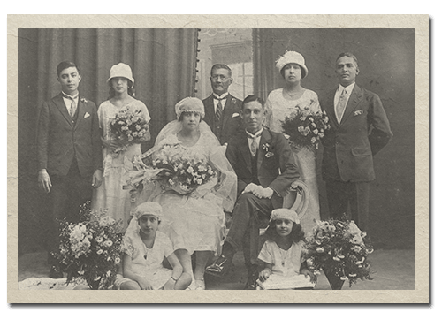 Eurasian wedding studio portrait, 1920s